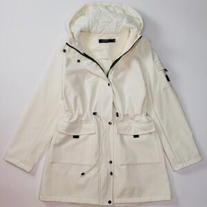 Ralph Lauren Women’s Softshell Hooded Tech Jacket Water Repellent Size XS Cream
